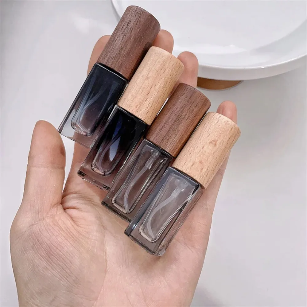 3 Pcs New Beech Walnut Perfume Bottle Glass Mini Atomizer Bottle Portable Refillable Scent Pump Travel