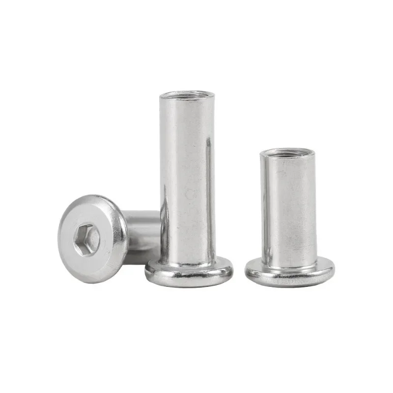 M2 M3 M4 M5 M6 M8 M10 304 Stainless Large Flat Hex Hexagon Socket Furniture Rivet Connector Insert Joint Sleeve Cap Nut