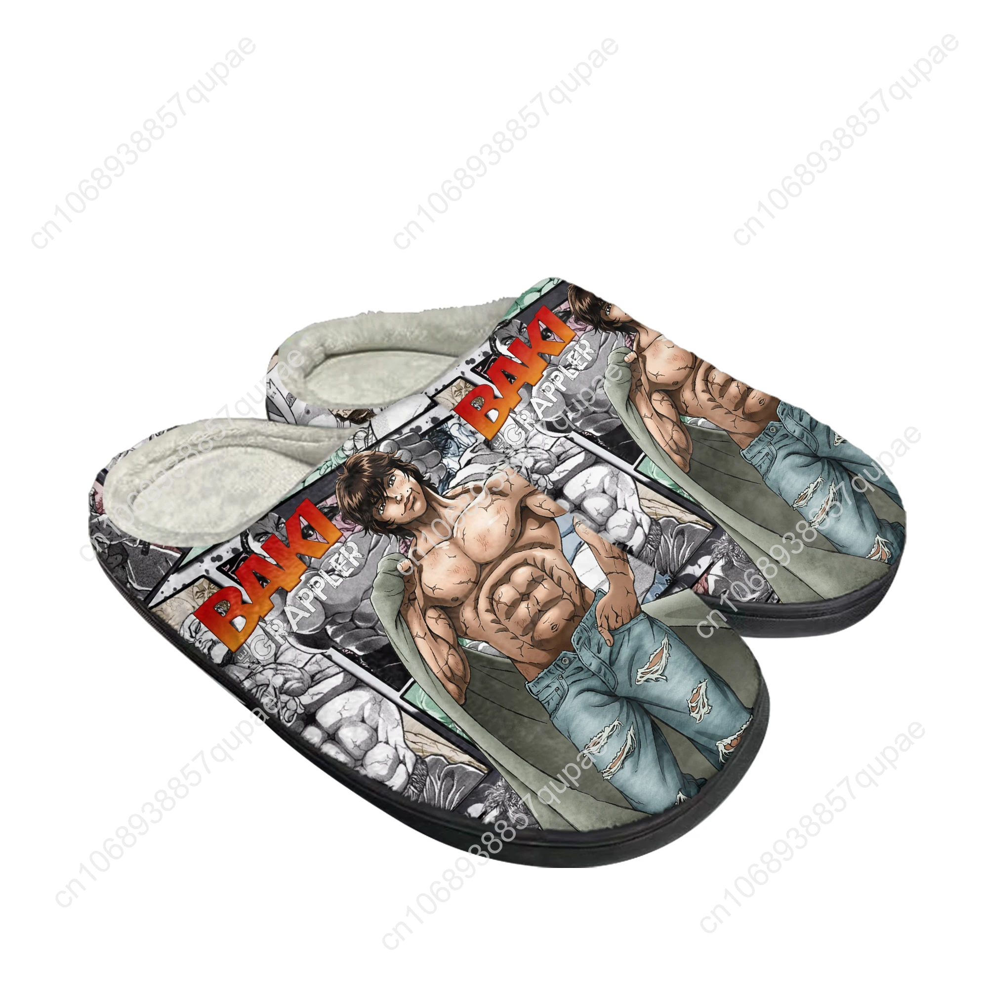 Baki The Grappler Hanma Baki Home Cotton Slippers Men Plush Bedroom Casual Keep Warm Shoe Thermal Indoor Slipper Customized Shoe