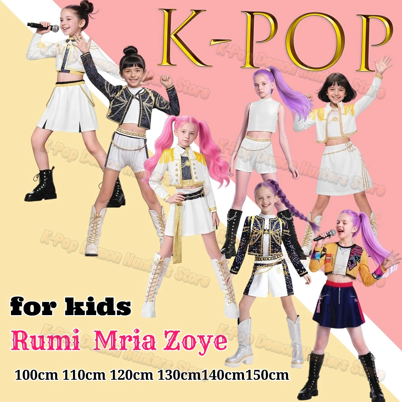 

New Girls Kpop Demon Hunters Rumi Zoey Mira Cosplay Costume Disguise for Child Clothes Roleplay Outfit Halloween Carnival Suit