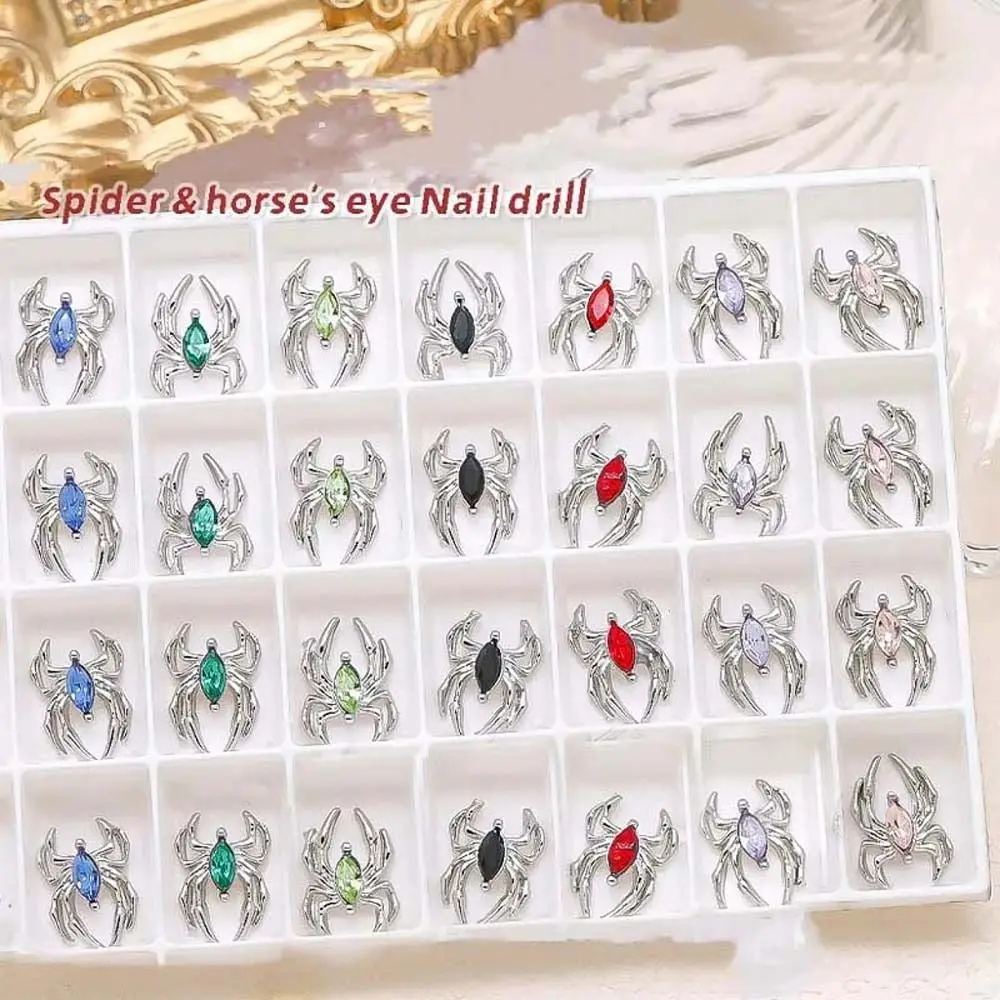 5 stks/set Nail Art Decoraties Spider Horse Eye Nageldecoraties Nail Art Charms Halloween Spider Nagelsteentjes