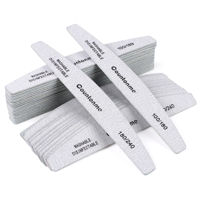 50 Uds. Lima de uñas fuerte para barco, papel de lija lavable de madera, tampón de lijado 180/240, lima de uñas 100/180, accesorios, lima de Gel para manicura