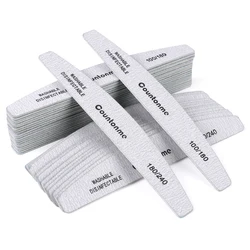 50Pcs Boat Strong Nail File Wooden Washable Sandpaper Sanding Buffer 180/240 Nail File 100/180 Accessories Gel File For Manicure