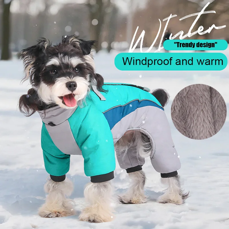 

Winter Down Jacket for Schnauzer Heavy Duty Fourleg Dog Parka for Small Medium Dogs Warm Thick Coat French Bulldog Pet Coats