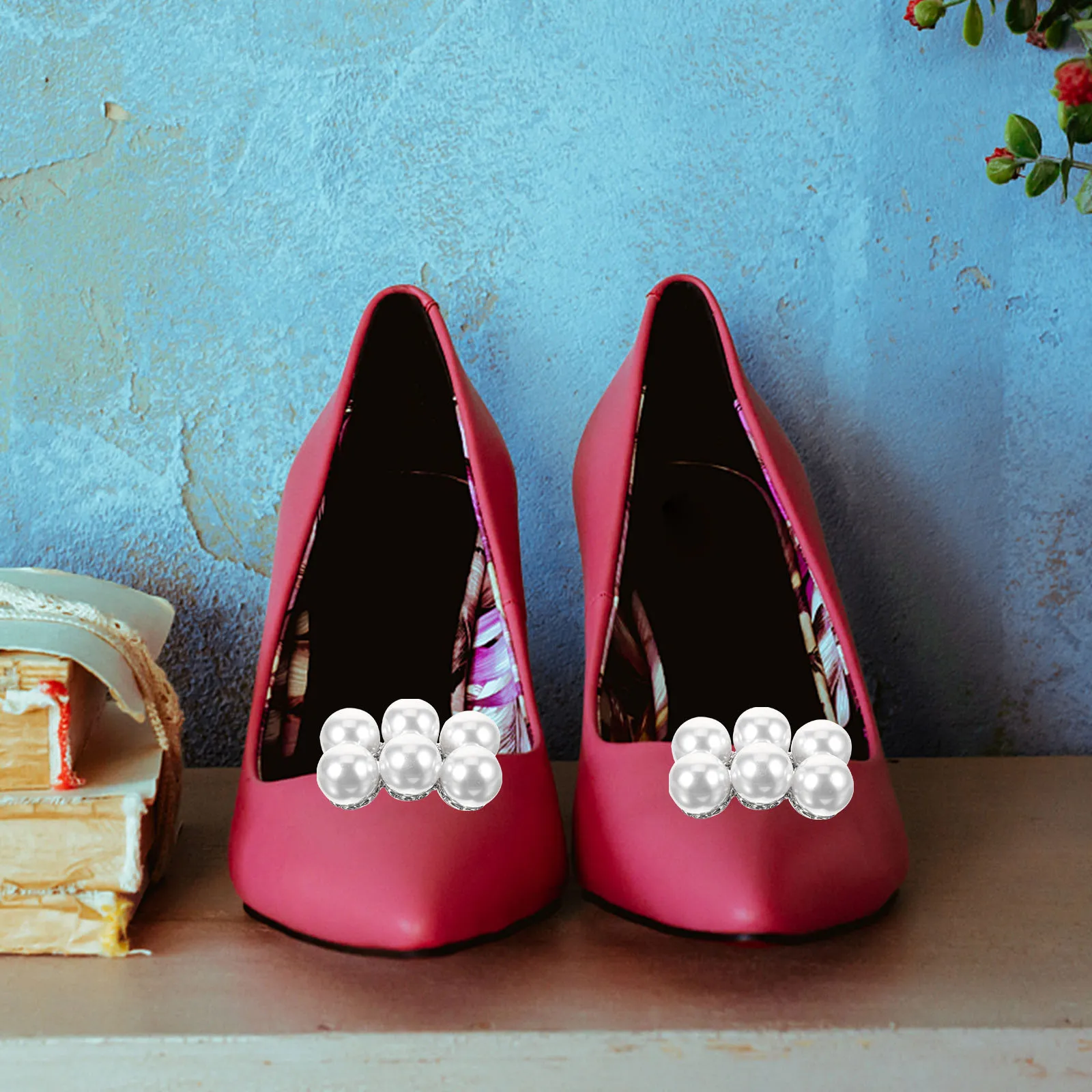 

Pearl Shoe Golden Color Removable Decorative Clips for Wedding Shoes Pearls Applique High Heels S Shoe Accessories
