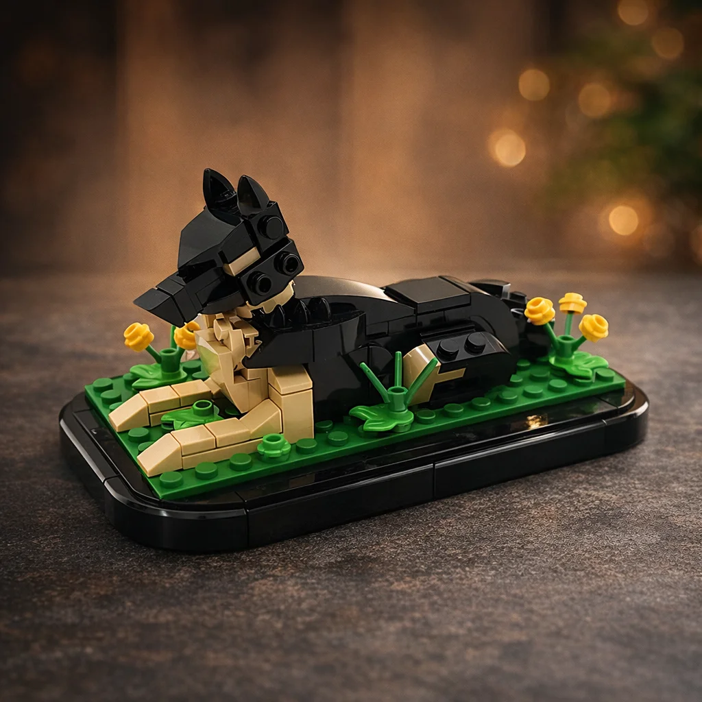 

MOC German Shepherd Dog Building Blocks Model Creative Animal Brick Figure Desktop Display DIY Assembly Toy Gift