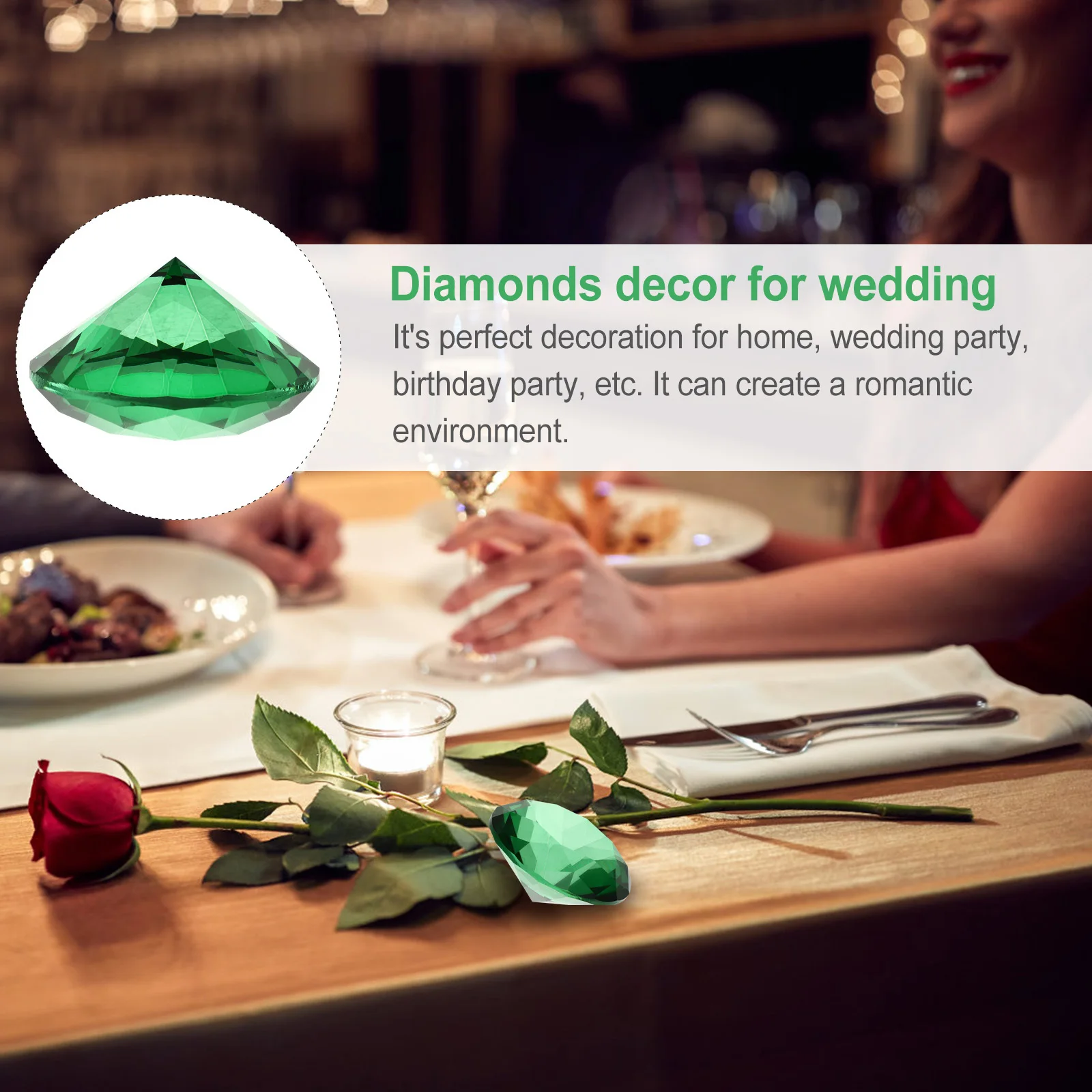 

2Pcs Transparent Artificial Glass Diamonds Ornament Wedding Bridal Shower Home Decor Fake Diamond