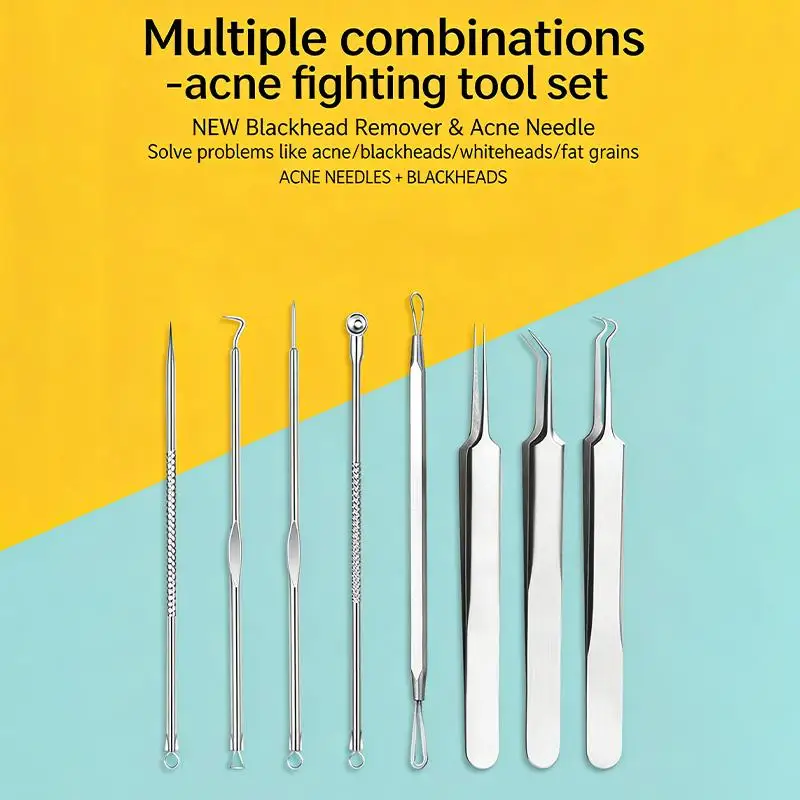 Ultra Precise Pimple Removal Tool Set Pro  Extractor  Blackhead Tweezer Cleaners for Home Skin Care