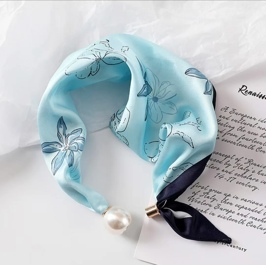 

Magnetic Buckle Small Square Scarf Long Silk Scarf Women's Spring and Summer Matching Shirt Professional Decoration Thin Scarf