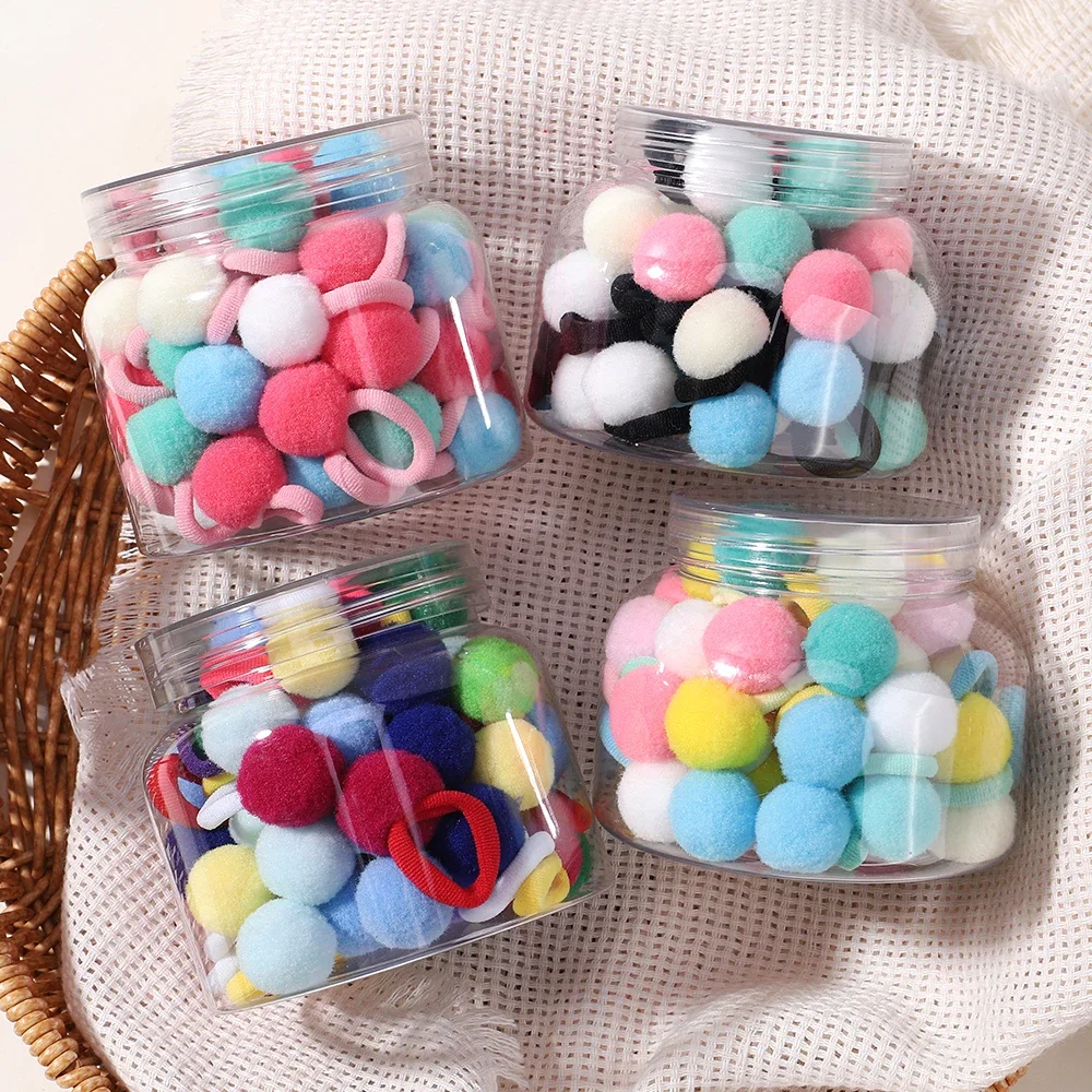 20 pz bambini elastici per capelli ragazze peluche palla elastico per bambini dolci Scrunchie cravatte per capelli Clip accessori per capelli del