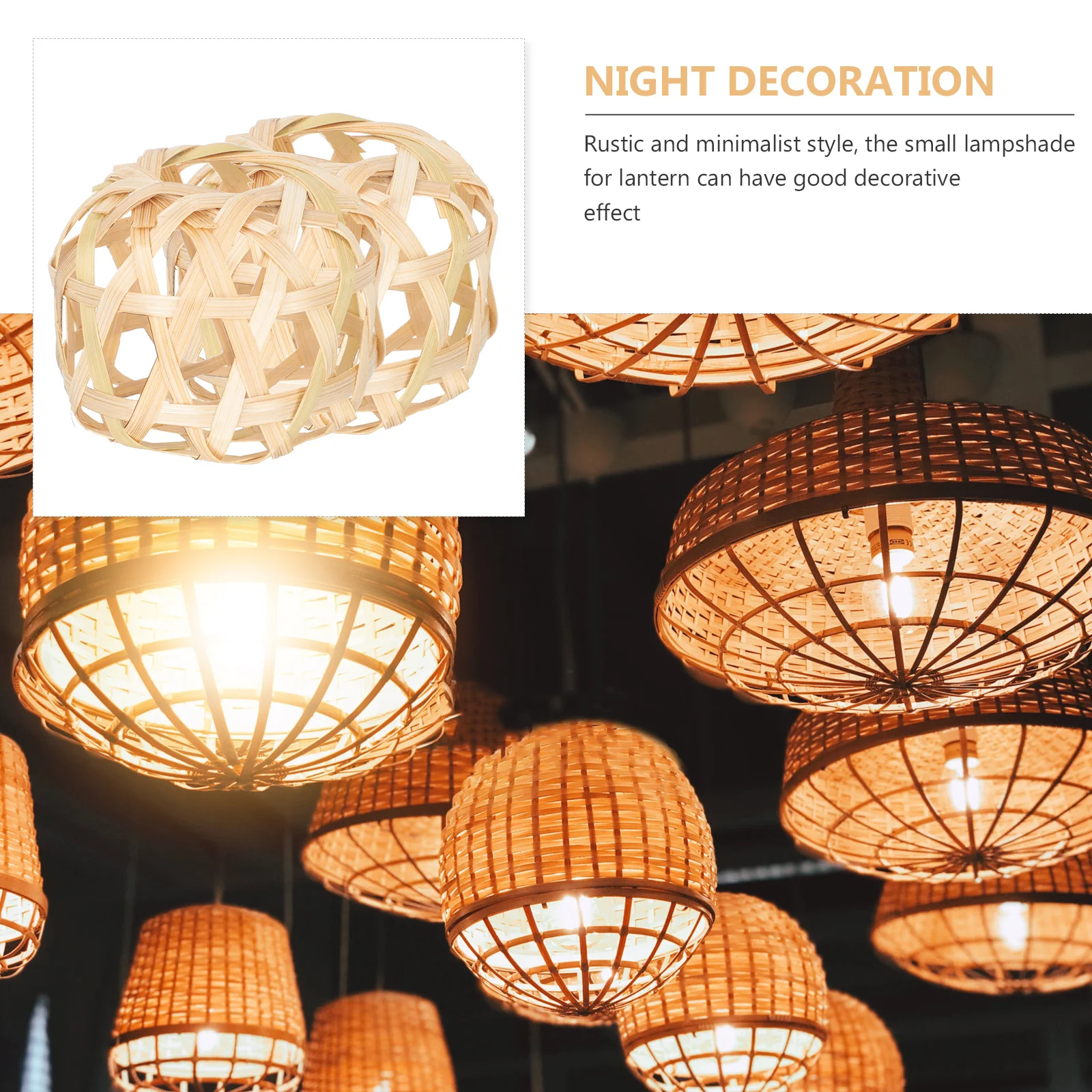 

4pcs Woven Bamboo Lamp Shade Rustic Pendant Light Cover For Home Hotel Restaurant Lightweight Ceiling Light Shade Replacement