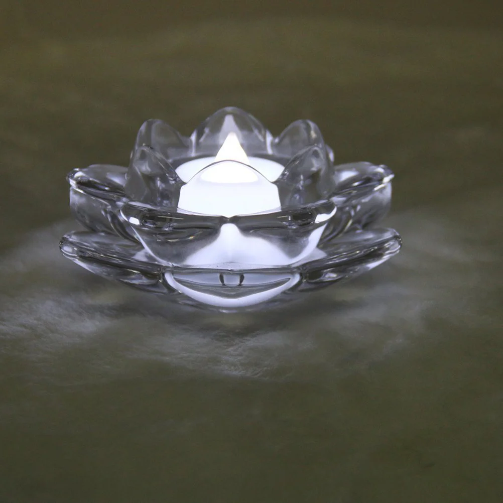 أصحاب زجاج اللوتس الأنيقة شفافة واضحة وحرفية فريدة من نوعها حامل ديكور المنزل حامل شمع