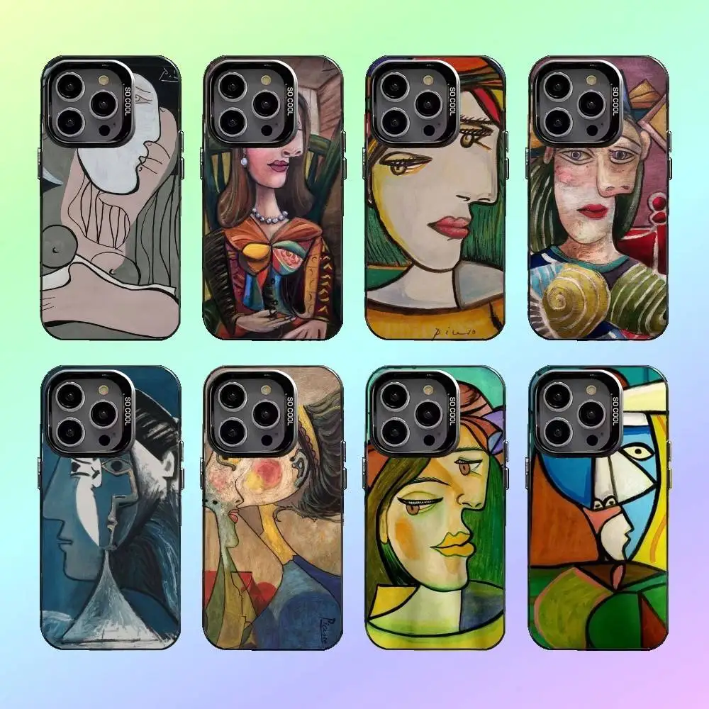 

Picasso Abstract Art Painting Phone Case For iPhone17,16,15,14,13,12,11 Colorful Silver Phone case Funda Cover