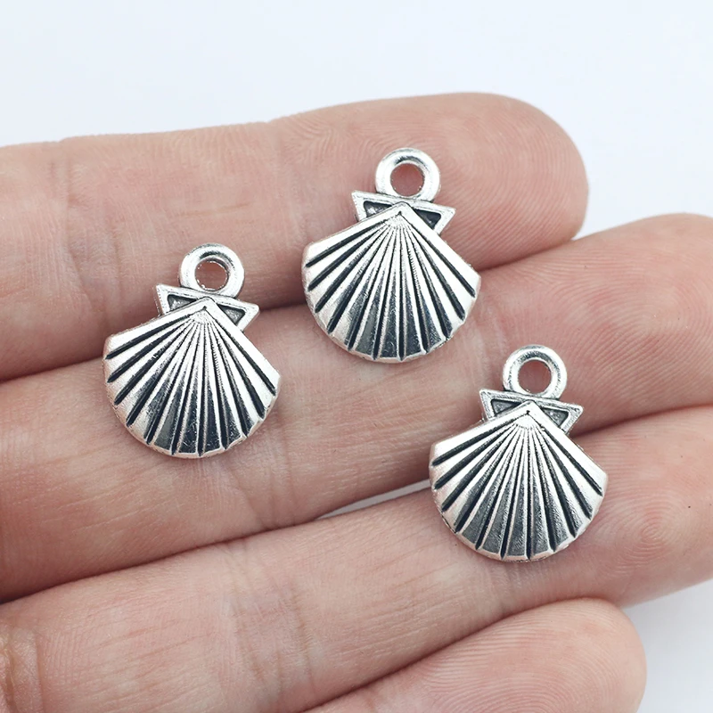 Newest 20Pcs 19*16mm Antique Silver Color Sea Shell Charms Necklace Earrings Cute Pendant For DIY Jewelry Making Wholesale