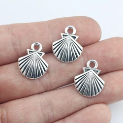 Newest 20Pcs 19*16mm Antique Silver Color Sea Shell Charms Necklace Earrings Cute Pendant For DIY Jewelry Making Wholesale