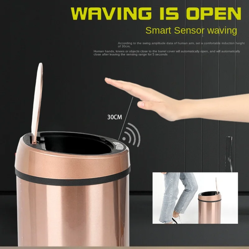 New Creative Multi-functional Smart Trash Can Bedroom Home Stainless Steel Induction Hotel Bathroom Sorting Bin Compost Bin Gift