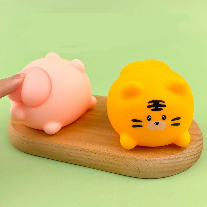 Novelty Funny Kawaii Cartoon Squishy Piggy Tiger Animal Ass Pinch Sound Squeeze Fingertip Toys Kids Baby Cute Gifts Fidget Toys