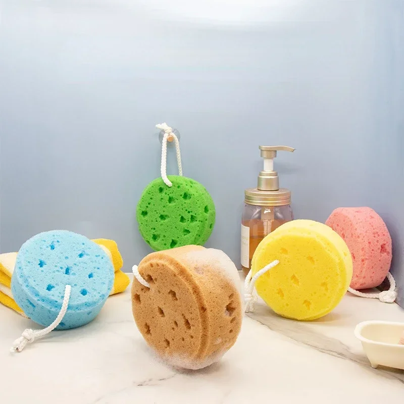 Round Seaweed Bath Sponge Children Bath Sponge Honeycomb Foaming