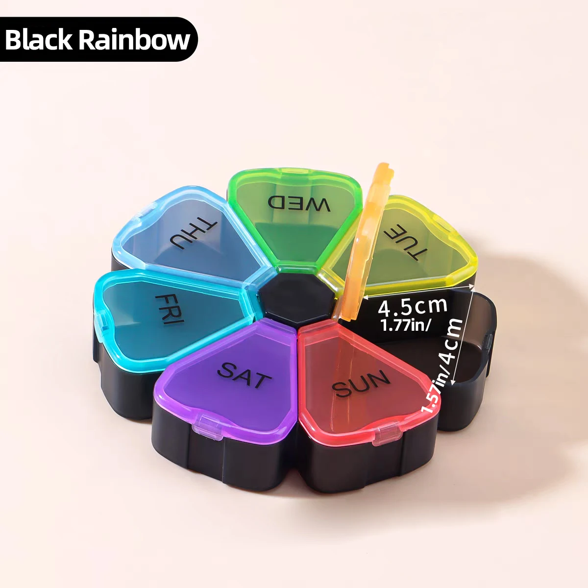 Bloem Regenboog Kleine Medicijndoos Classificatie Draagbare medicijndoos 7-daagse 7-raster reisgeneeskunde opbergdoos