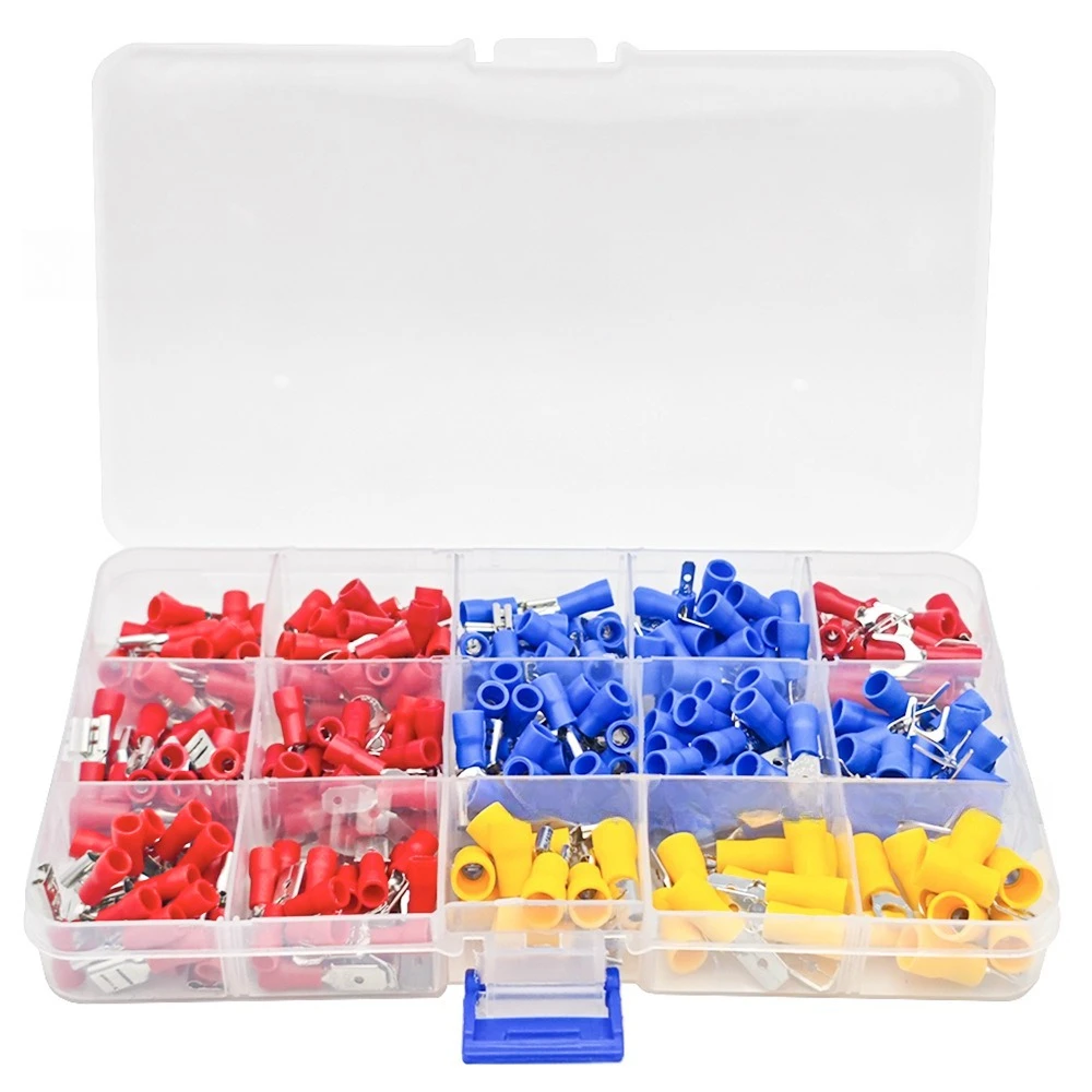 300PCS Pre-insulated Crimp Terminal Assortment Kit, Spade, RV & SV European Style Wire Connectors for Electrical Wiring