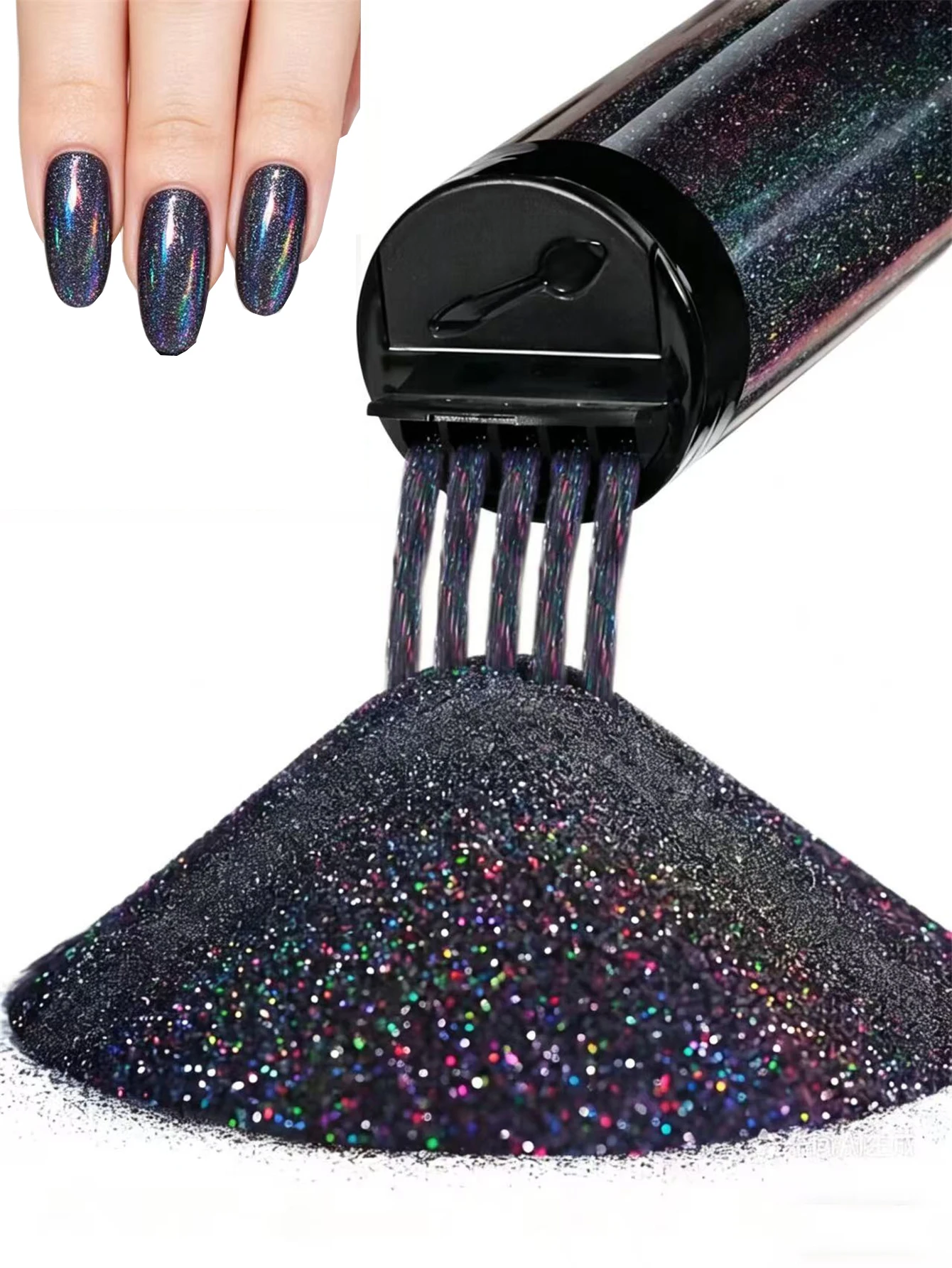 120ML Nagelglitzerpulver, Holographischer Ultrafeiner Glitzer, 1/128" Harzglitzerpulver, Metallisch Schillernder Glitzer für Bastelarbeiten