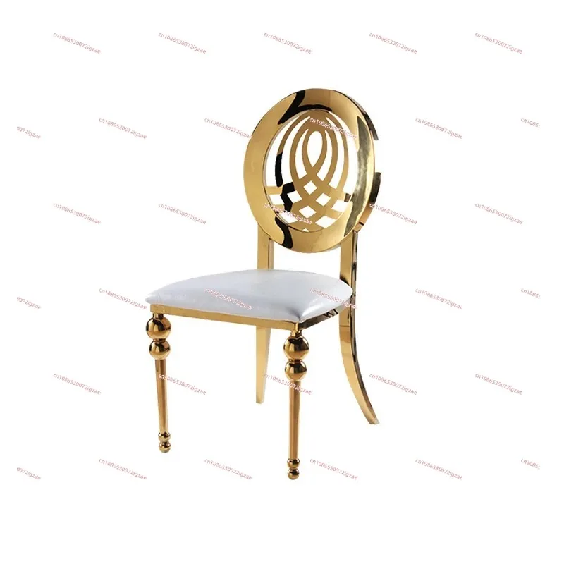 Carved luxury stainless steel chair, restaurant wedding banquet dining chair, home backrest, hotel wedding chair