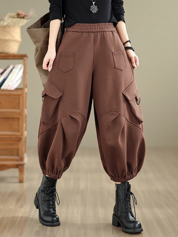 

Осень-зима, повседневные брюки Харлан, цветная рабочая одежда больших размеров, женские повседневные брюки с девятью точками и широкими штанинами больших размеров