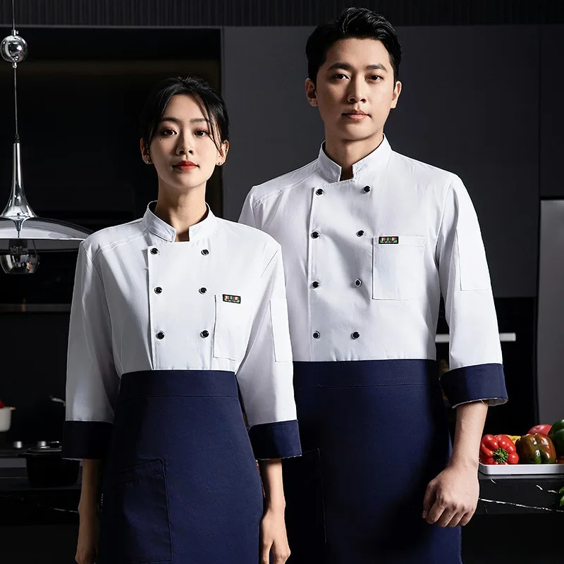 Chef-overall Heren herfst en winter Hotel Restaurant Westers restaurant Achterkeuken Bakken Double-breasted Werk met lange mouwen