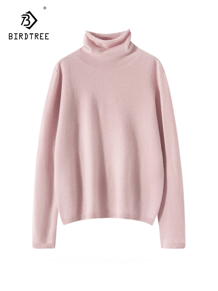 BirdTree, 12G 100%Pure Cashmere Elegant Pullover, Women Turtleneck Soft, Fashion Casual Versatile Sweater, Fall Winter T48895QC