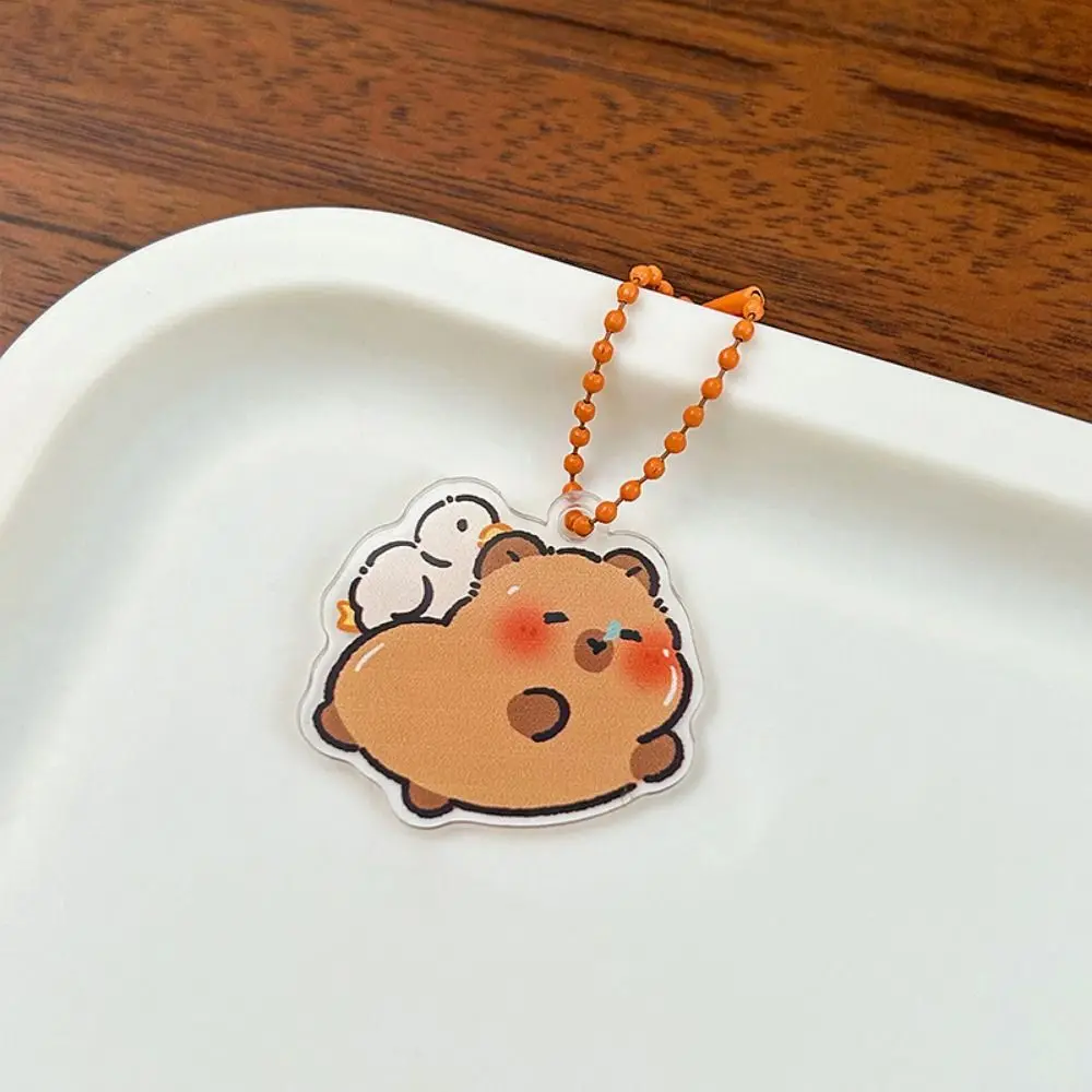 Kawaii الاكريليك كابيبارا سلسلة مفاتيح مصنوعة من الأكريليك لطيف الكرتون كابيبارا حقيبة معلقة الإبداعية مضحك كابيبارا قلادة زوجين