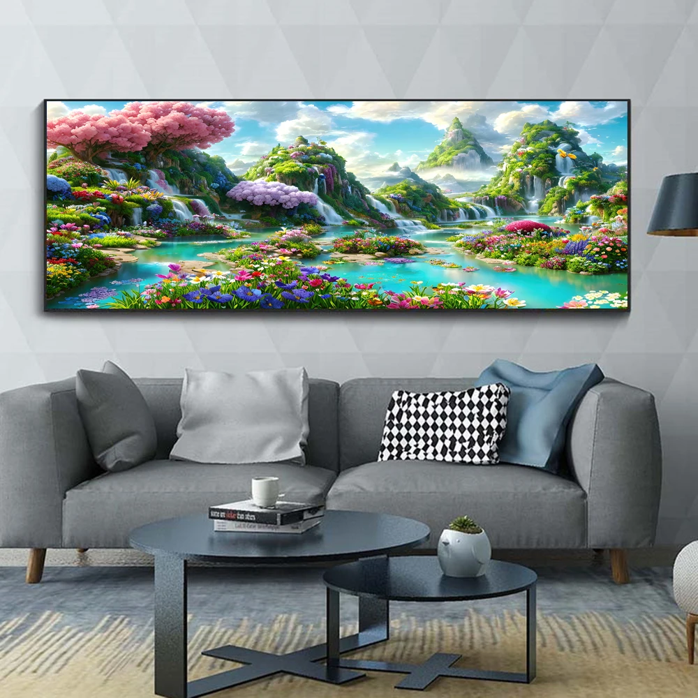 5D fai da te grande pittura diamante punto croce paesaggio cascata Wall Art pittura completa trapano rotondo ricamo per la decorazione domestica