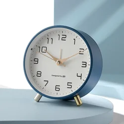 Nordic Luxury Alarm Clock Silent Student Use Frosted Metal Desk Clock Minimalist Clock
