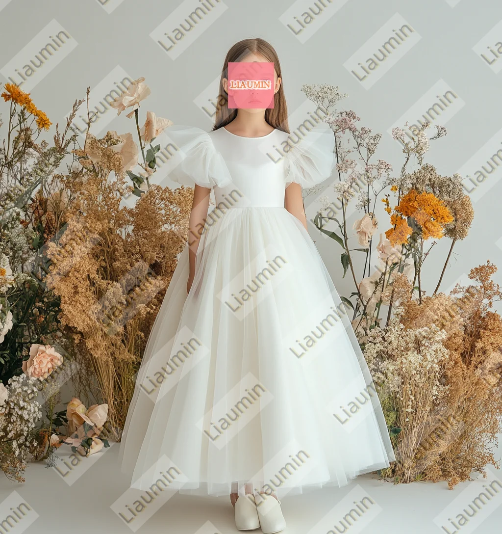 

Классические платья с цветочным узором для девочек на свадьбу, тюлевые платья принцессы с короткими рукавами для первого причастия, вечерние пышные юбки по индивидуальному заказу W19-32