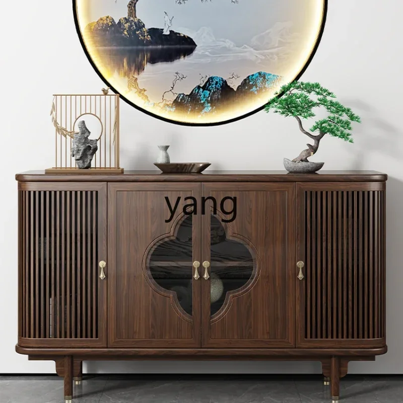 

LH new Chinese side cabinet ebony wood locker integrated against the wall household living room tea cabinet