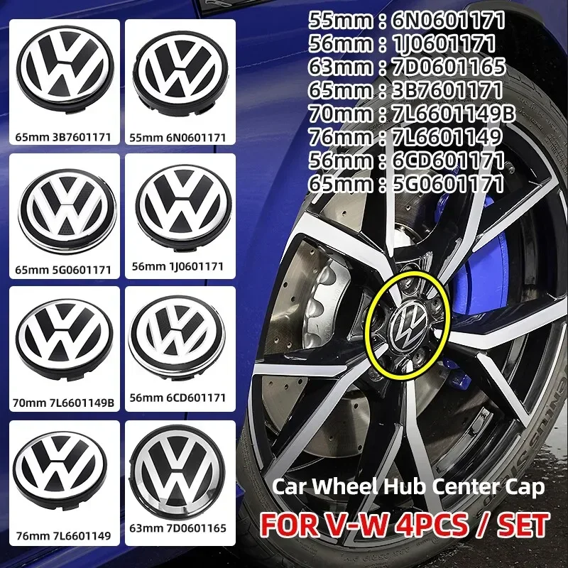 4pcs/set 56mm/65mm/66mm Car Styling Wheel Center Cap Hub Covers Badge Accessories For VW Volkswagen Golf 3B7601171 5G0601171