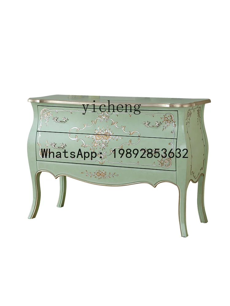 

X6 Painted Chest of Drawers Living Room Wall Storage Cabinet Solid Wood Vintage Entryway Cabinet Hallway Decorative Cabinet