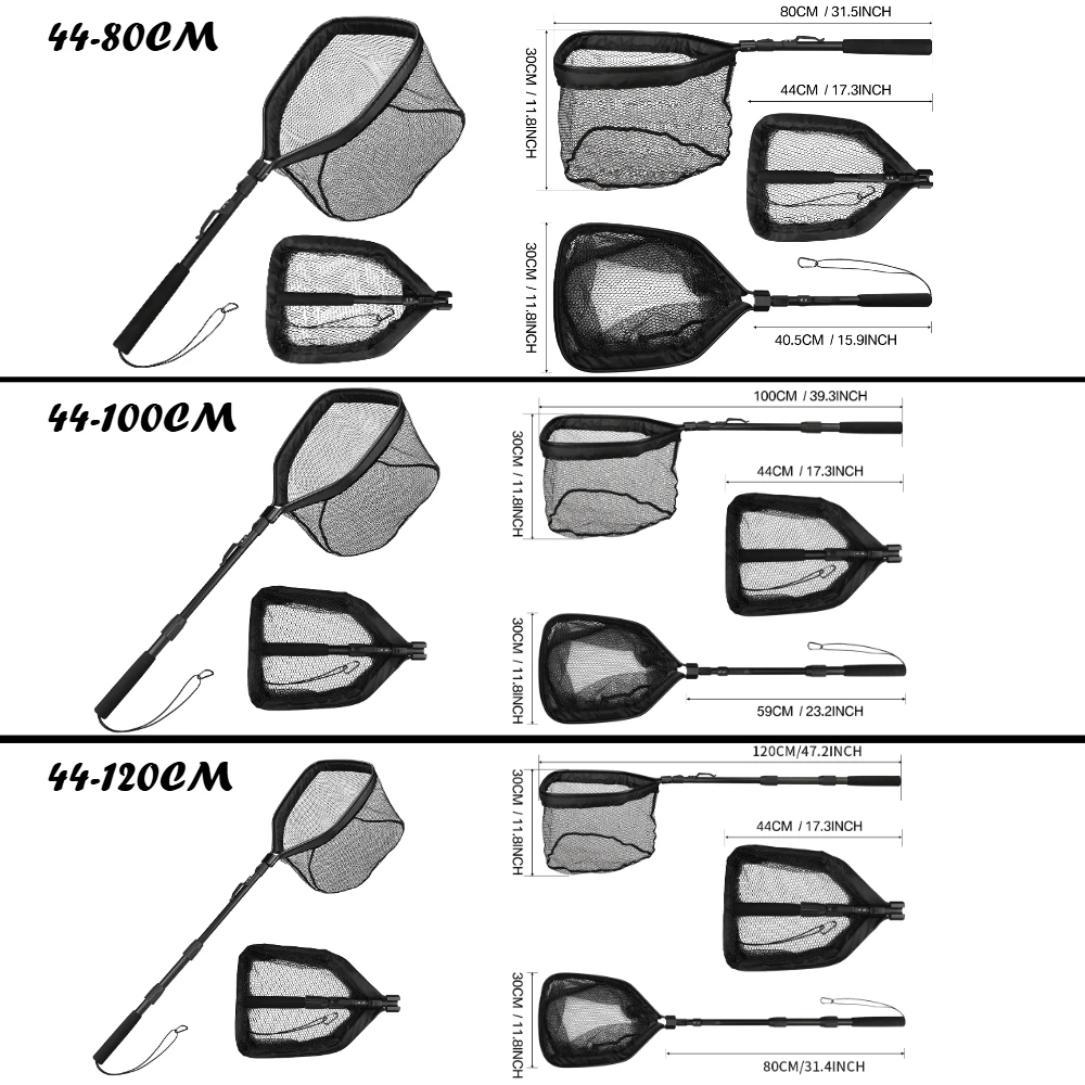 Floating Fishing Net for Fly Fishing Catfish Bass Trout Rubber Coated Collapsible Landing Net with Telescoping Handle - view 6