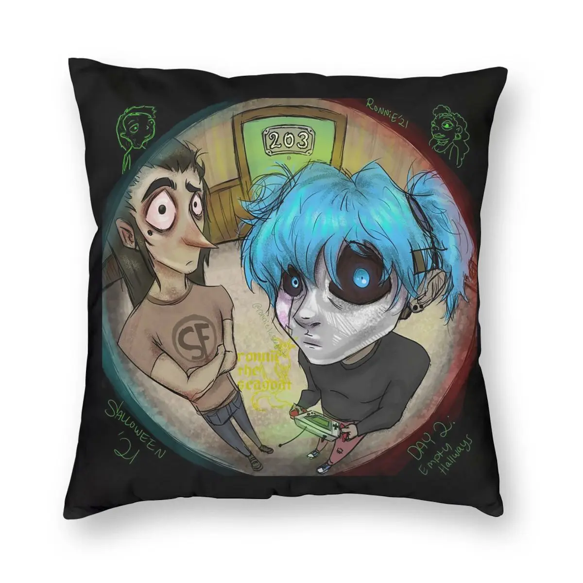 Juego Sally Face Terror Adventure funda de almohada cuadrada funda de almohada cojín con cremallera cojín decorativo cómodo almohada para el hogar sala de estar