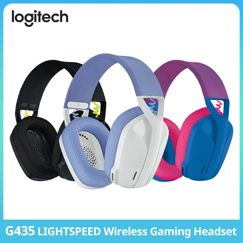 سماعة الألعاب اللاسلكية Logitech G435 LIGHTSPEED وبلوتوث - سماعات رأس خفيفة الوزن فوق الأذن، ميكروفونات مدمجة، بطارية 18 ساعة،