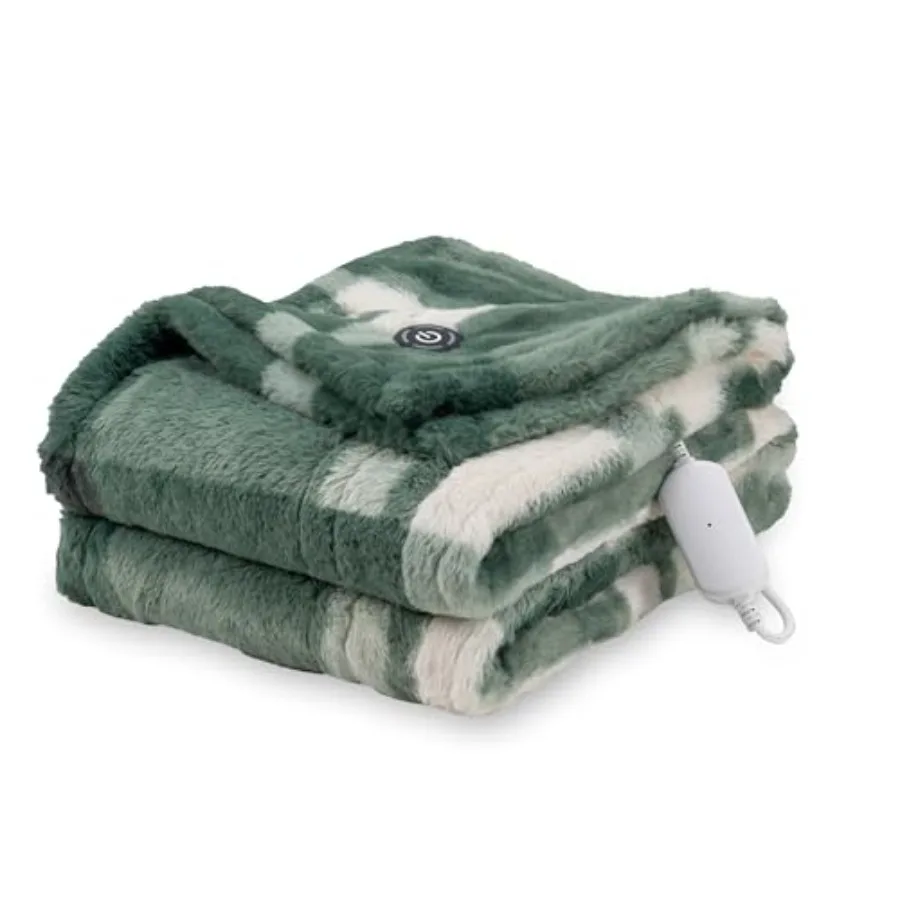 

Heated Throw Blanket Grace Fur to Loftmink Reversible Electric Throw with 4 Heat Levels Fast Heating Printed Throw for Couch an