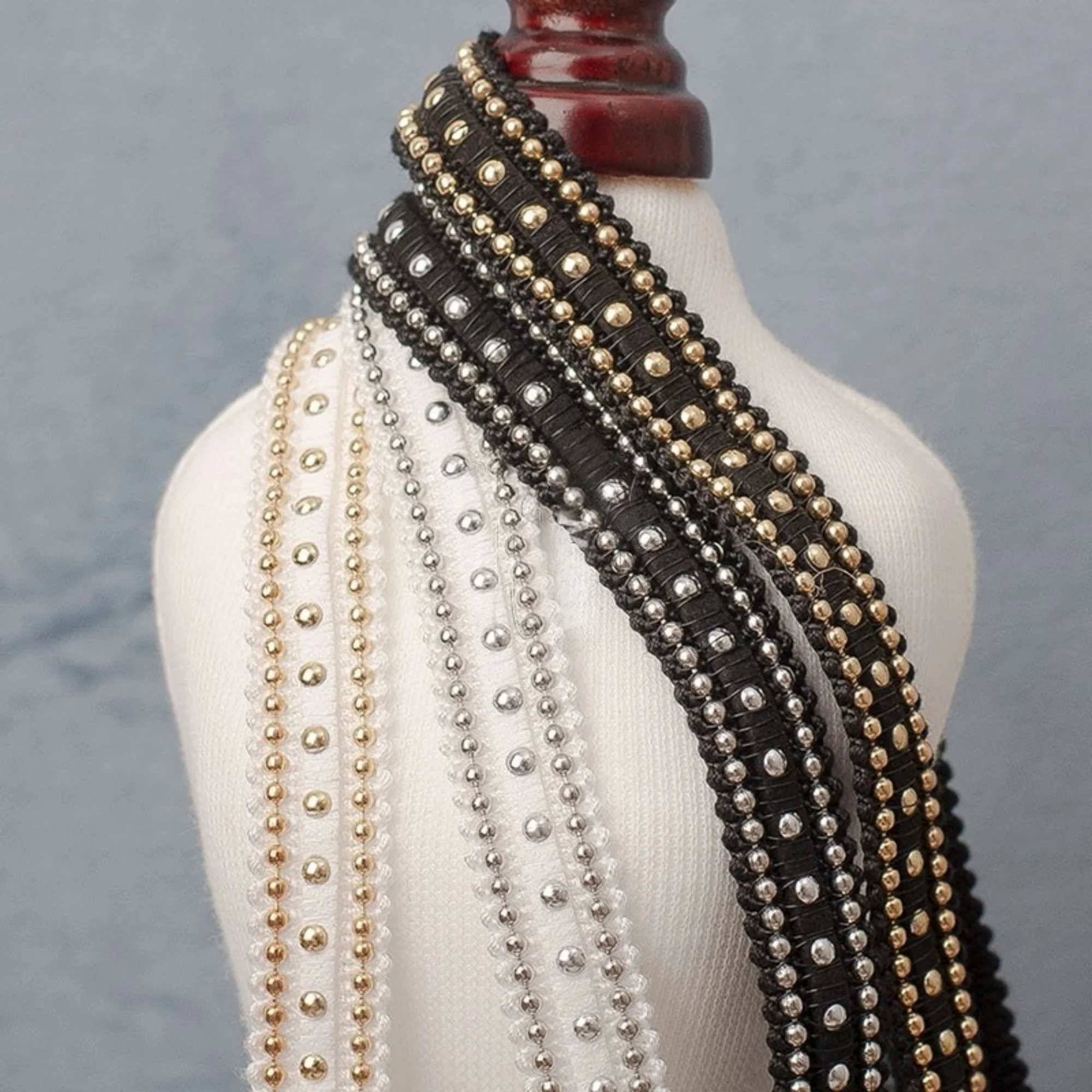 Width 0.59 inches metal beaded lace trim,Beaded lace,pearl lace for DIY dress