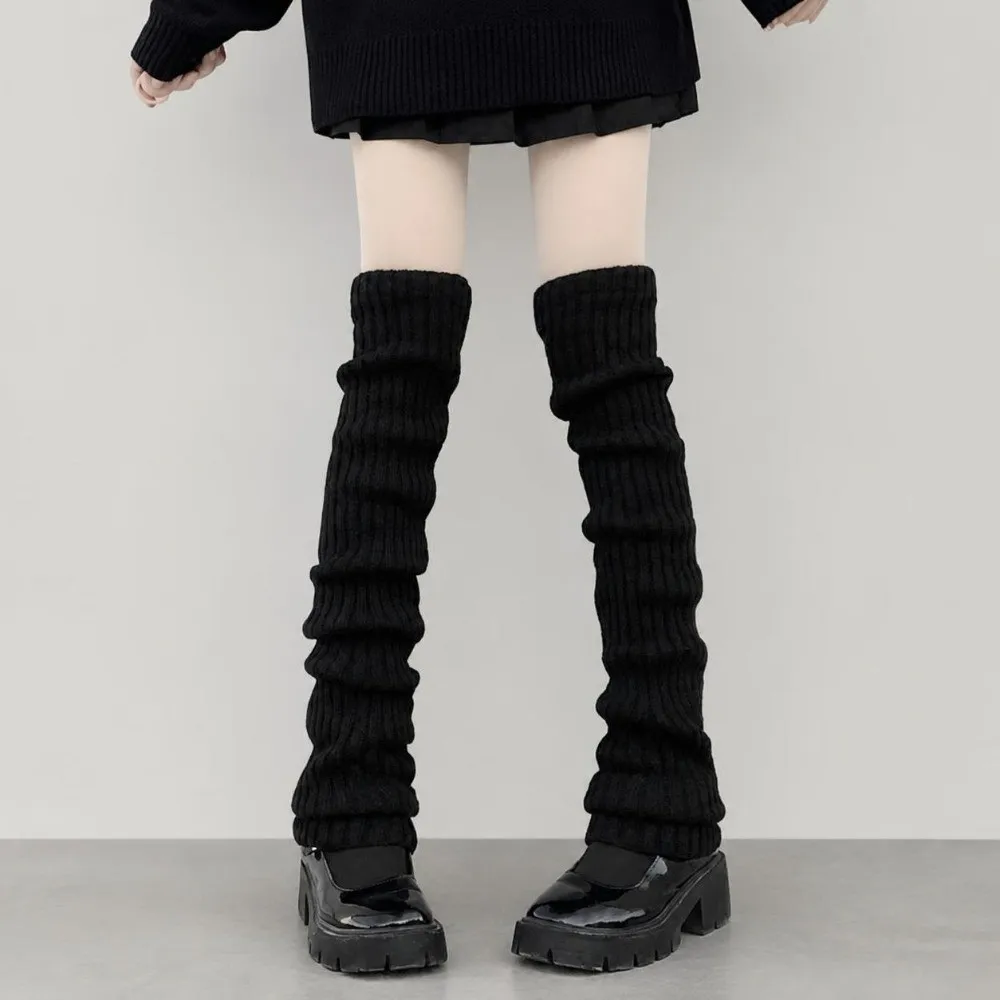 Knitted Lolita Leg Warmers 40/5070cm Length White Black Grey Knitted Leg Warmers Heap Socks Wool Leg Warmers Autumn Winter