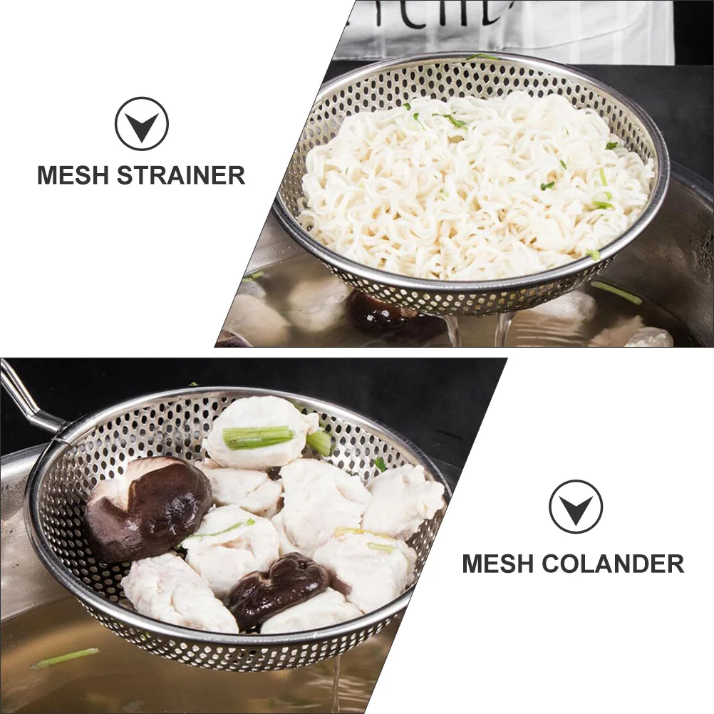 

3 Pcs Stainless Steel Colander Mesh Strainer Fine Spoon Kitchen Sieve Noddles Hot Pot Leak Design Oil Water Separation