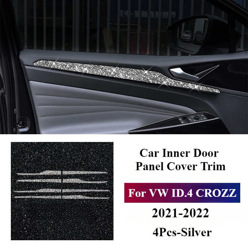 Car Inner Door Panel Cover Trim For Volkswagen VW ID.4 CROZZ 2021 2022 Bling Diamond Decorative Stickers Interior Accessories