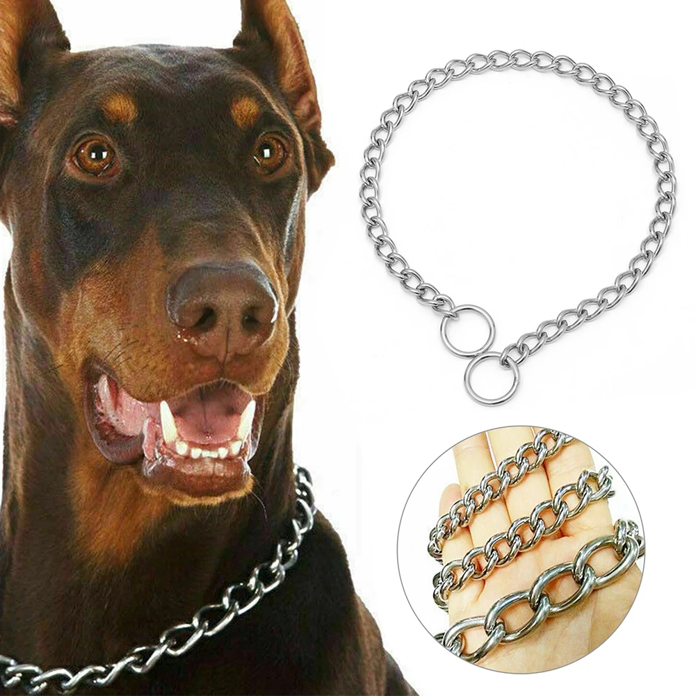 Collar de entrenamiento para perros, cadena ajustable de acero inoxidable, accesorios para mascotas, suministros para perros de 21,6 pulgadas