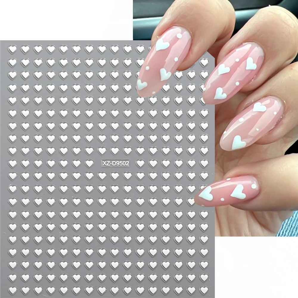 8 colori Rosso Nero Bianco Mini-amore Cuore Adesivi per unghie 3D Nastro d'oro Autoadesivo Cuore Stampa sulle unghie Decalcomanie per manicure fai da te