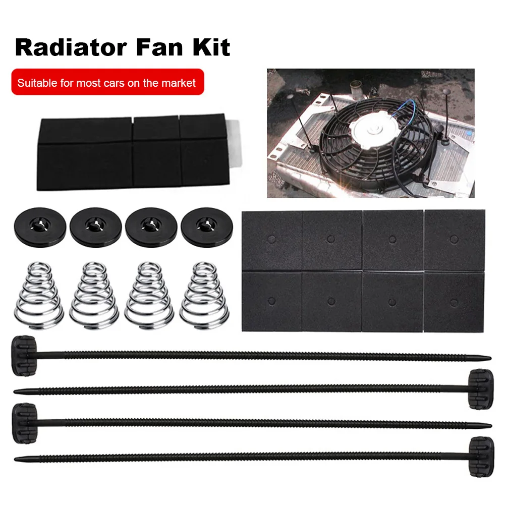 Universal Electric Radiator Cooling Fan Mount Kit Zip Ties Straps Tabs Brackets Auto Accessories Car Accessories Parts