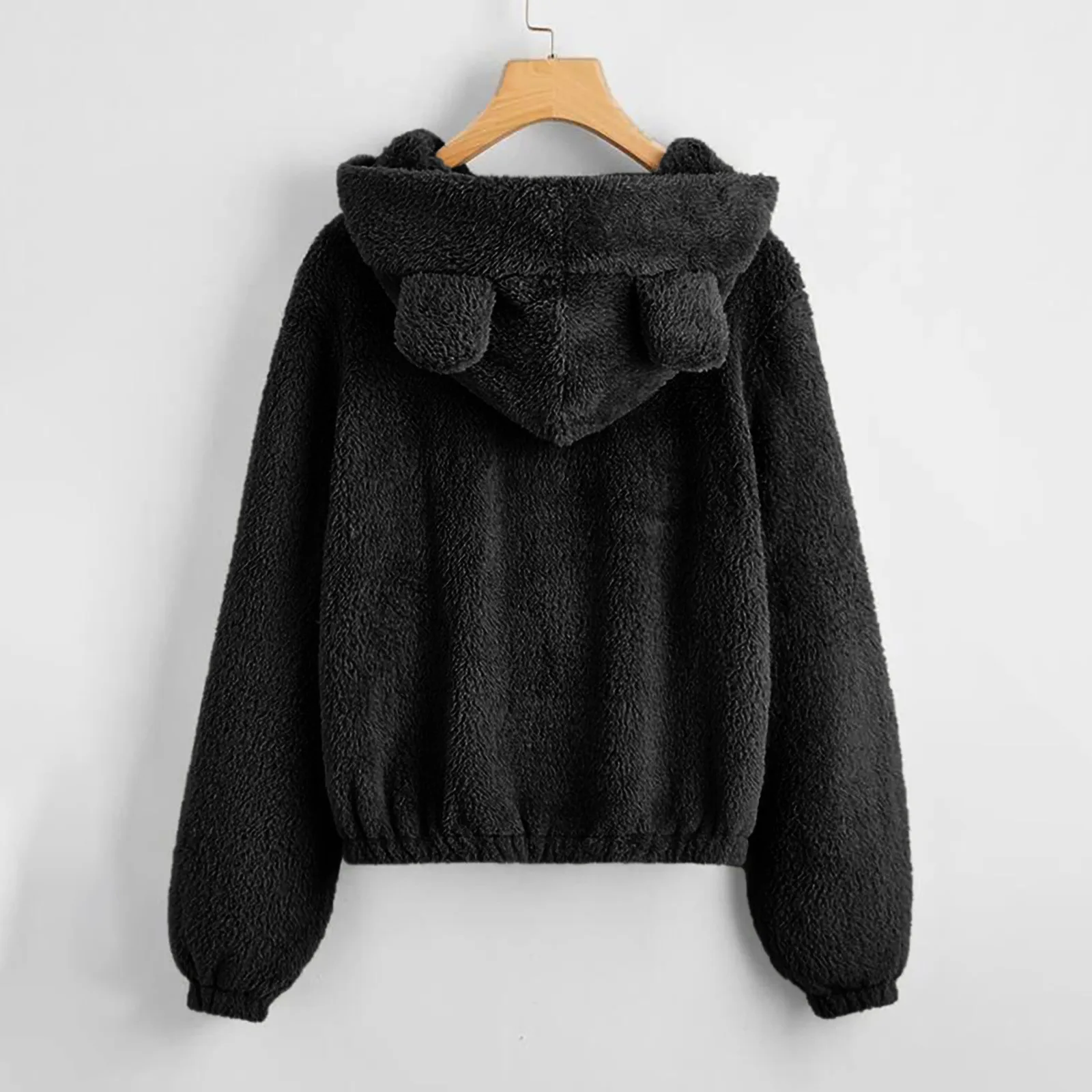 Fluffy Plush Hoodies Women Kawaii Sweatshirt Cute Bear Ear Cap Fall Winter Warm Pullover Long Sleeve Outwear Fleece Coat