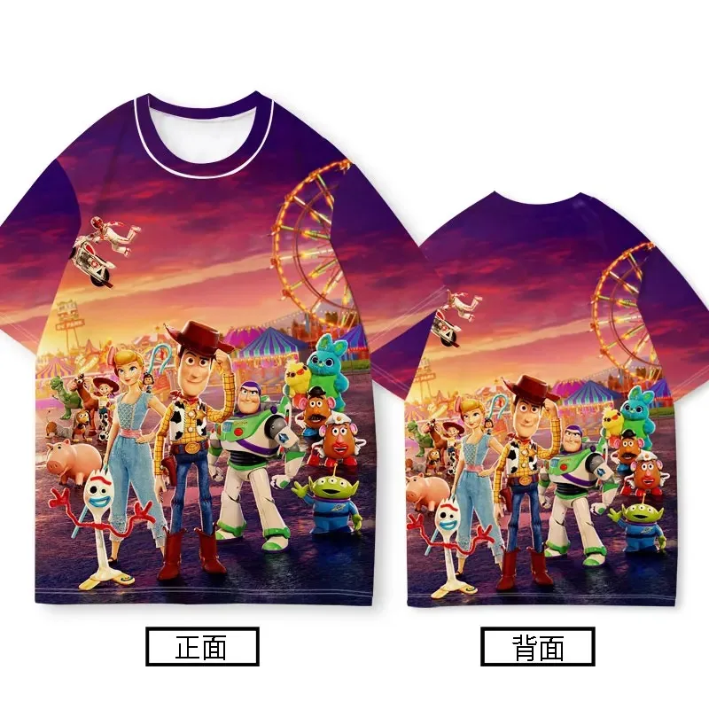 Summer Anime Buzz Lightyear Woody Cartoon T-shirt Clothes Kids Tide Toy Story T-shirt Men Short Sleeve Tops