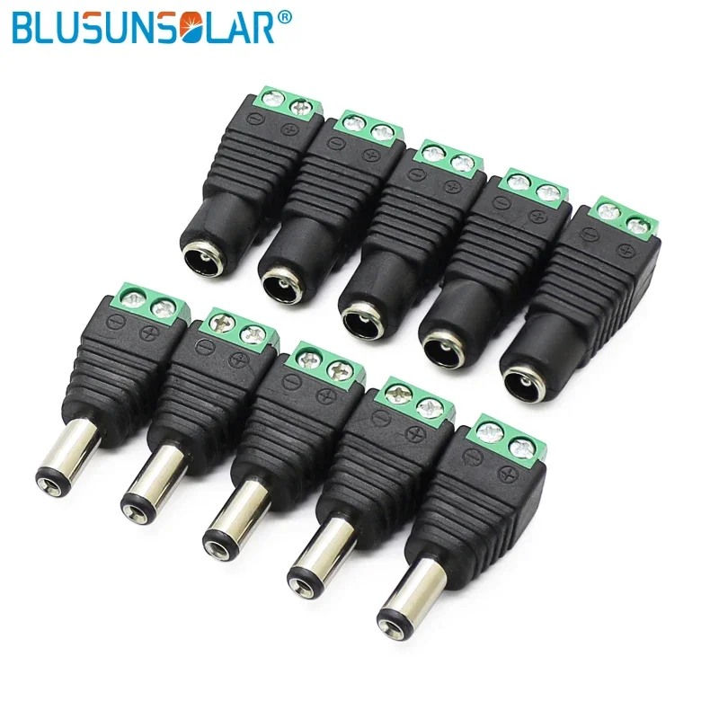 DC Power Connector Male and Female 5 Pairs of 5.5mm X 2.1mm 12V Power Socket Plug, Used for Closed-circuit Television Cameras